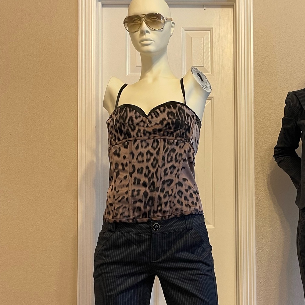 Marciano NWT SATIN leopard corset grey mauve black Med